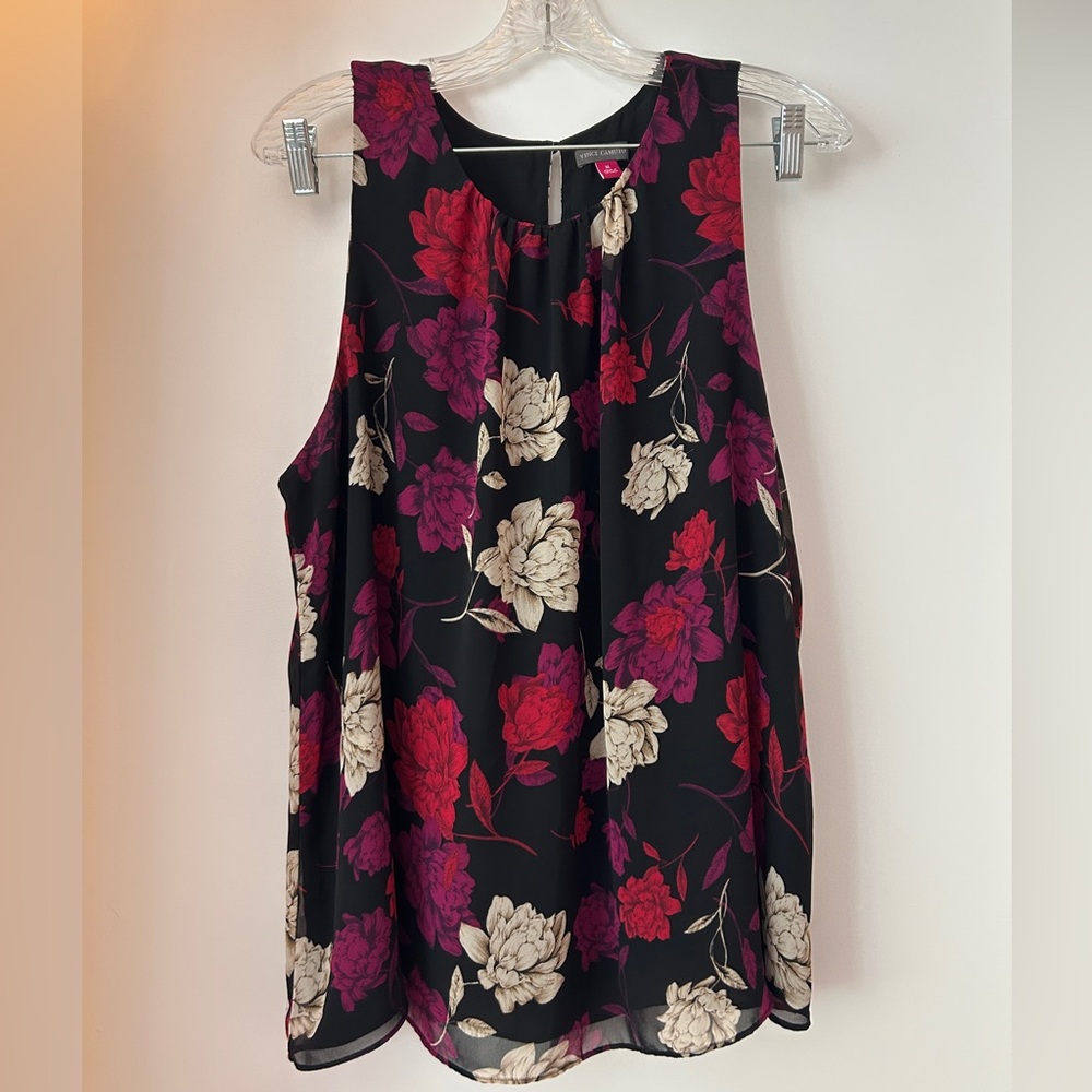 Vince Camuto Floral Sleeveless Top - Black, Red, Cream
